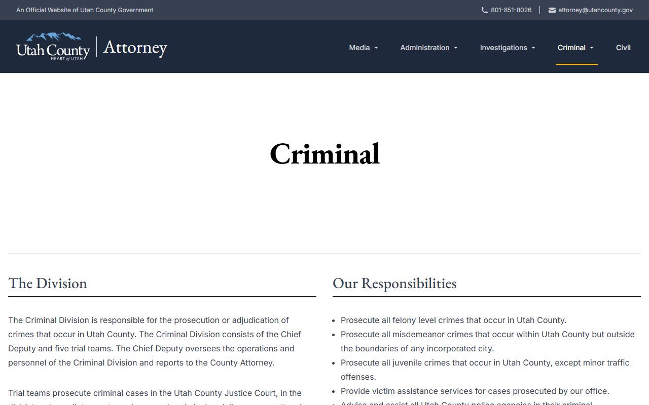 Utah County Attorney Criminal Division for court records after jail arrest