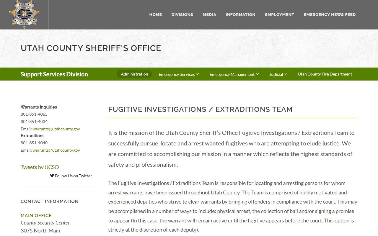 Utah County warrants page for court records after arrest