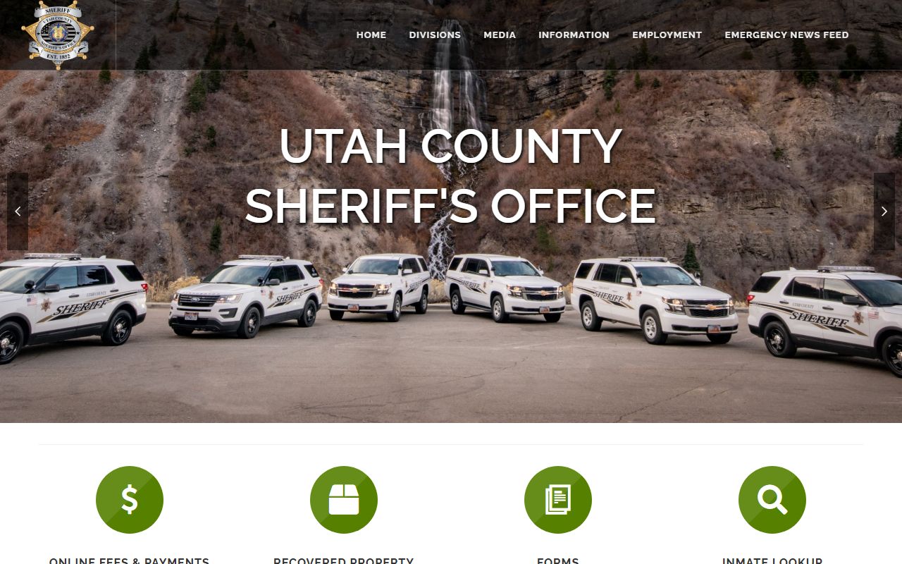 Utah County inmate population sheriff homepage and inmate lookup links